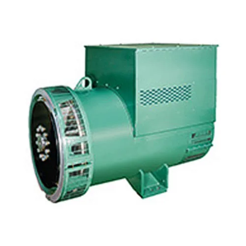 Alternator Leroy Somer LSA 50.2 warna hijau dengan poros di depan